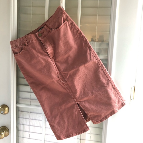 SOLD: Denim by Tu mauve/pink pencil skirt - Picture 1 of 6